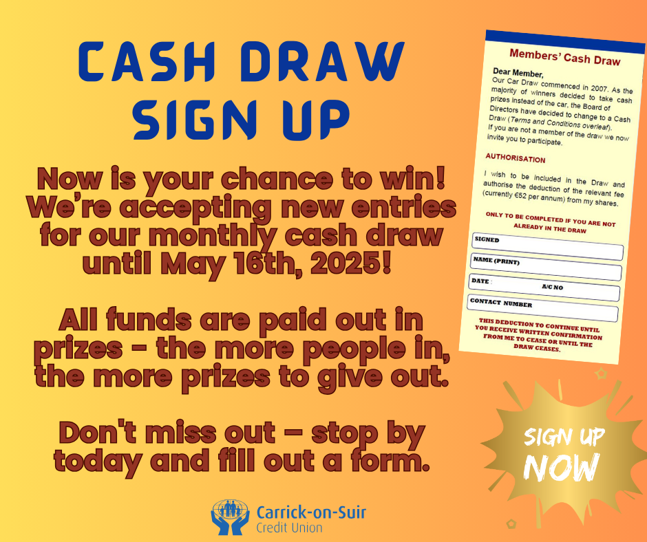 Make sure you are in for the cash draw!