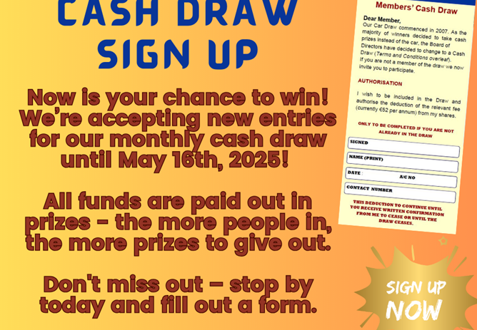 Make sure you are in for the cash draw!