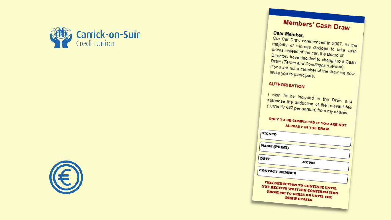 Carrick-on-Suir Credit Union Member Cash Draw – Sign Up by May 9th, 2026
