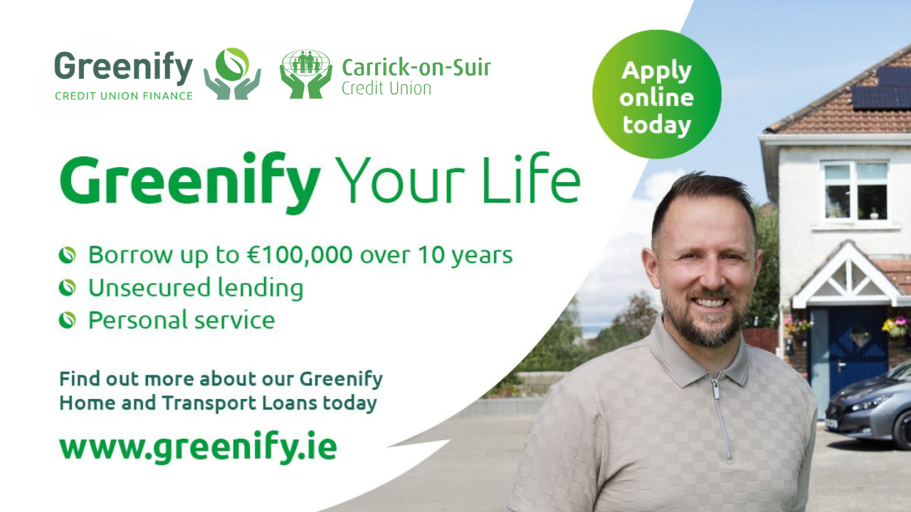 Carrick-on-Suir Credit Union Launches Greenify to Support Members with Green Home Energy and Transport Upgrades