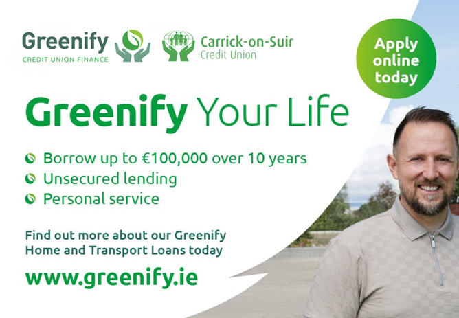 Carrick-on-Suir Credit Union Launches Greenify to Support Members with Green Home Energy and Transport Upgrades